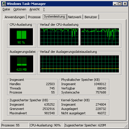 Task manager during backup.